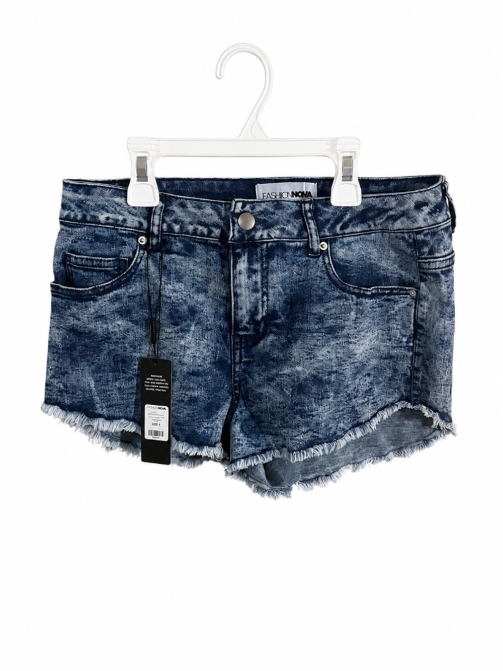 Fashion Nova Acid Wash High Rise Frayed Denim Shorts Size 1